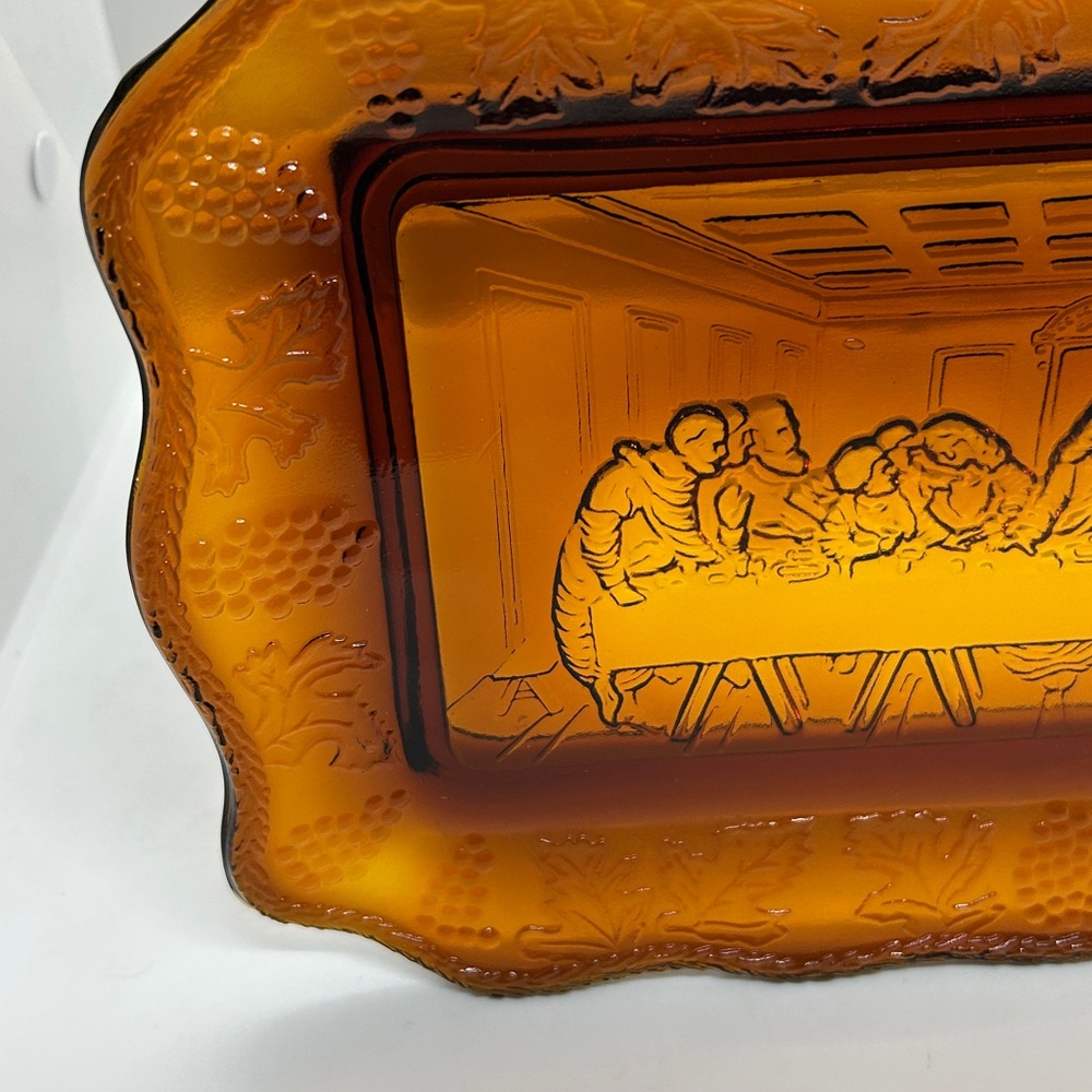 Indiana Glass Amberina Tiara Last Supper Tray serving Plate. 11 x 7 inches. - Picture 4 of 13
